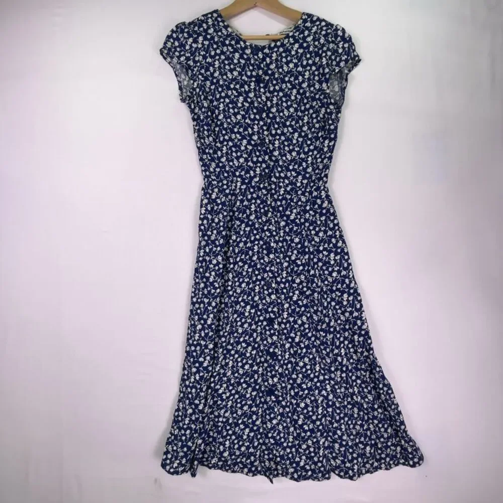 Reformation Navy Blue Floral Midi Dress - Picture 1 of 5